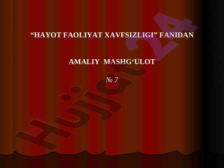 Muhitning yoritilganligini aniqlash amaliy mashg‘uloti