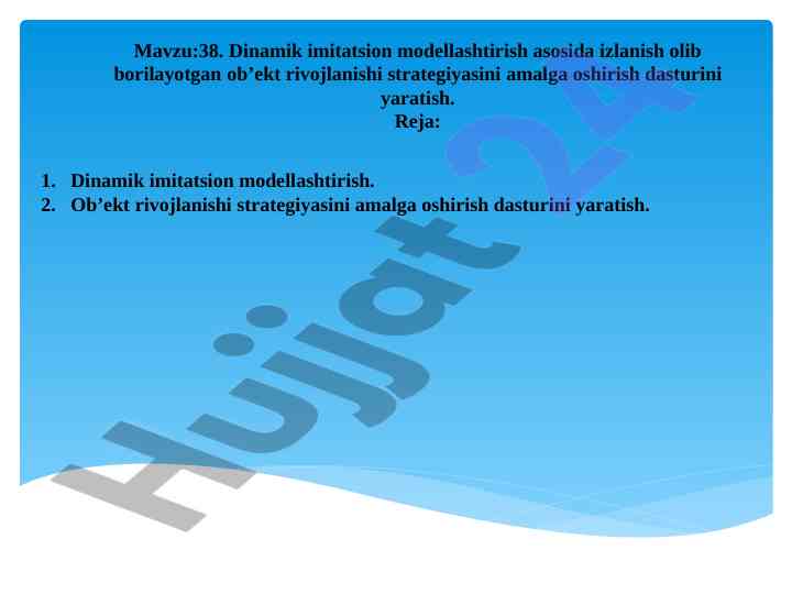 Dinamik imitatsion modellashtirish dasturi