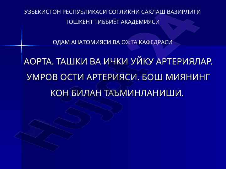 Aorta tashqi va ichki uylku arteriyalari