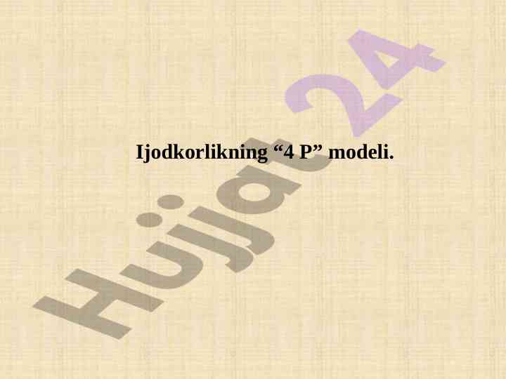 Ijodkorlikning 4 p modeli tahlili