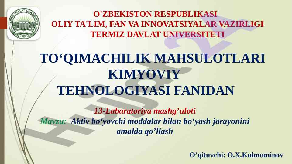 Aktiv bo'yovchi moddalar bilan bo'yash jarayoni