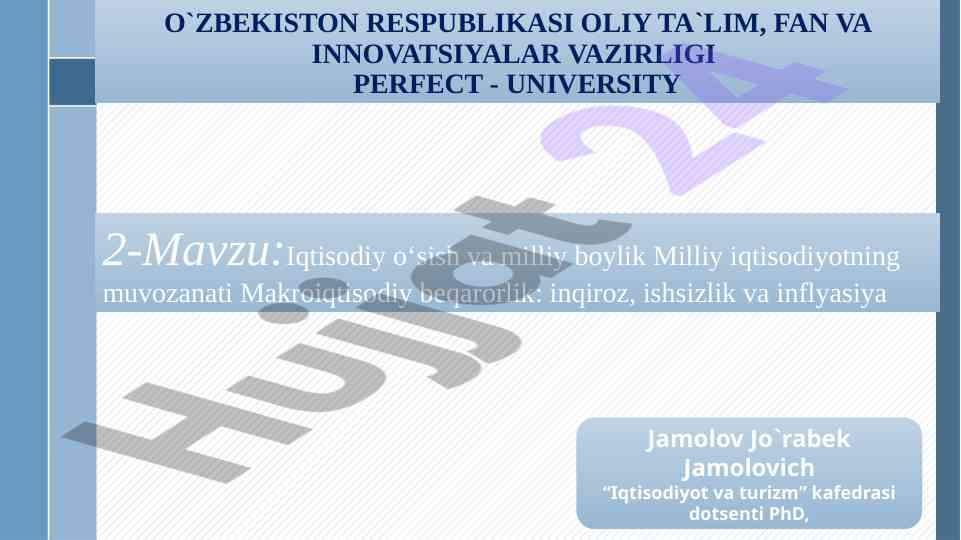 Iqtisodiy o'sish va milliy boylik muvozanati