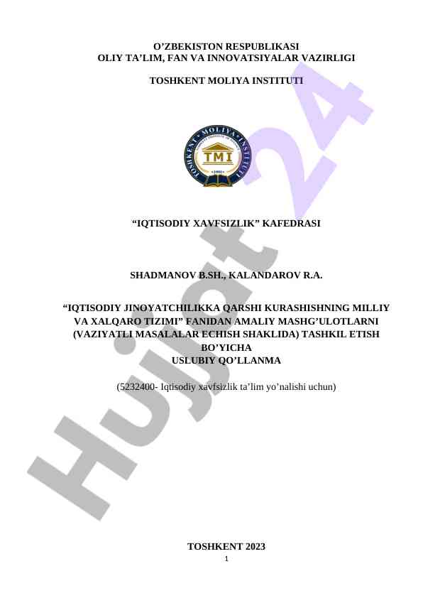 Iqtisodiy jinoyatchilikka qarshi kurashish qo‘llanmasi