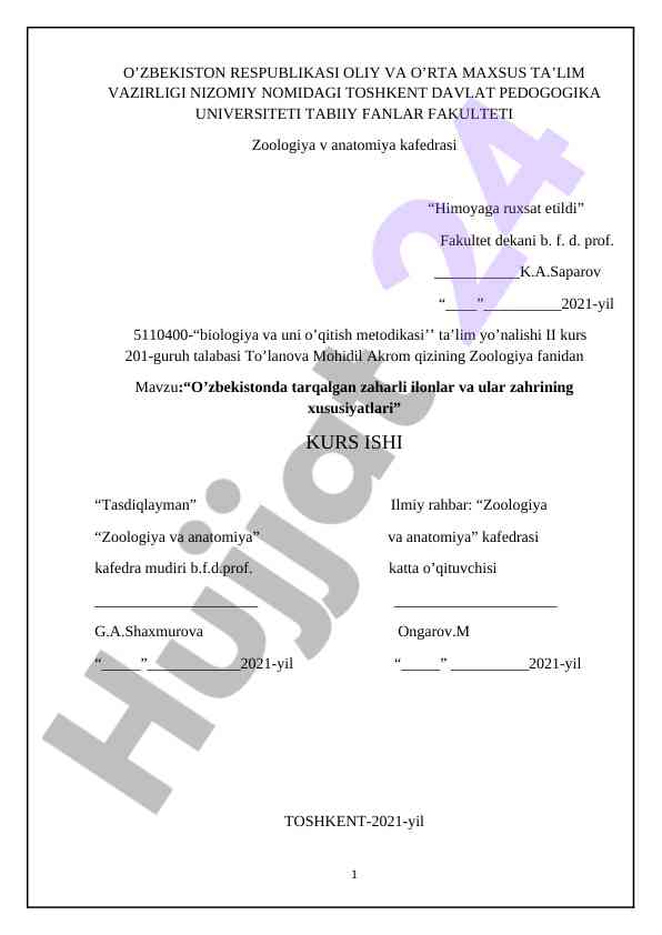 O’zbekistonda tarqalgan zaharli ilonlar xususiyatlari