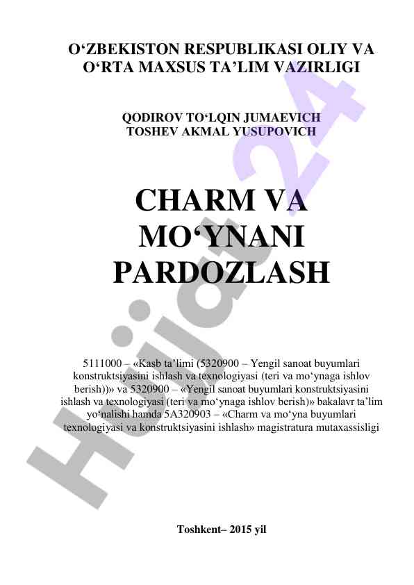 Charm va moʻyna pardozlash jarayonlari darslik