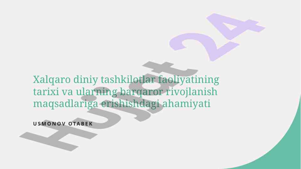 Xalqaro diniy tashkilotlar faoliyatining tarixi