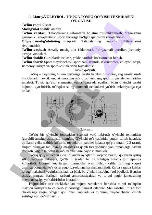 Voleybol To'pga To'siq Qo'yish Texnikasi