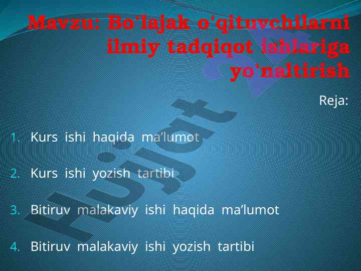 O‘qituvchilarni ilmiy tadqiqot ishlariga yo‘naltirish