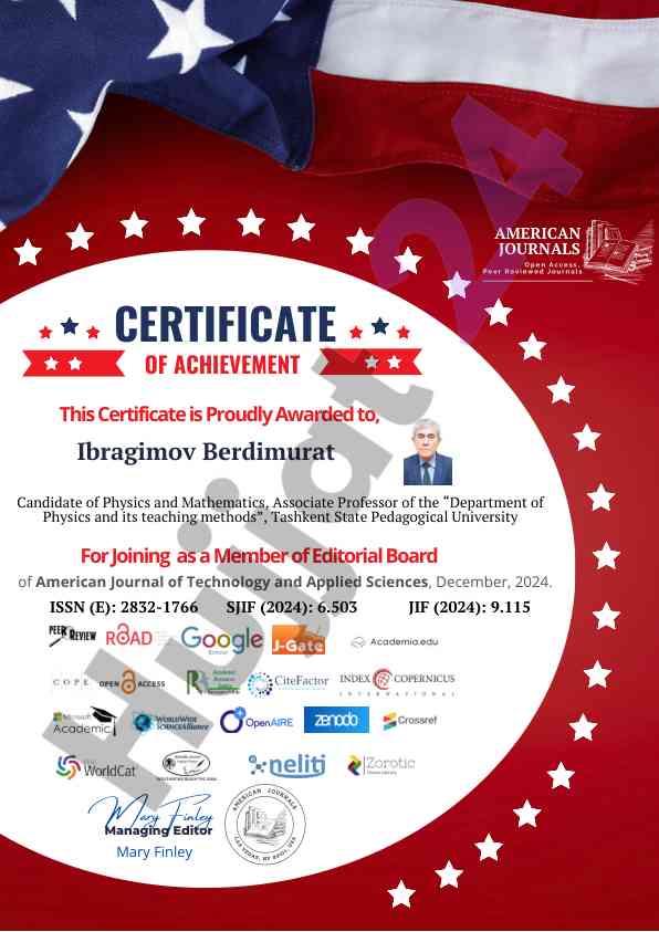 Certificate of achievement for editorial board membership