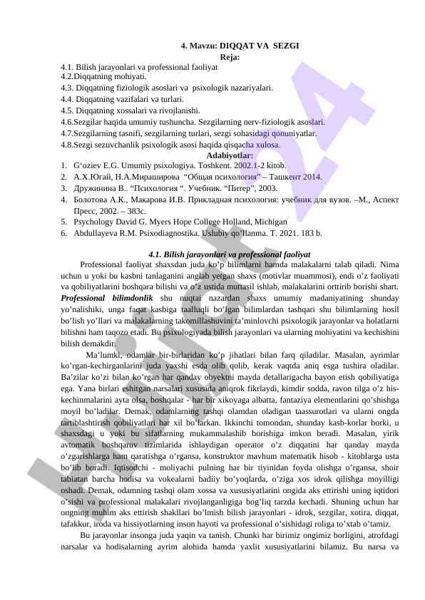 Diqqat va sezgi: psixologiya asoslari bilan