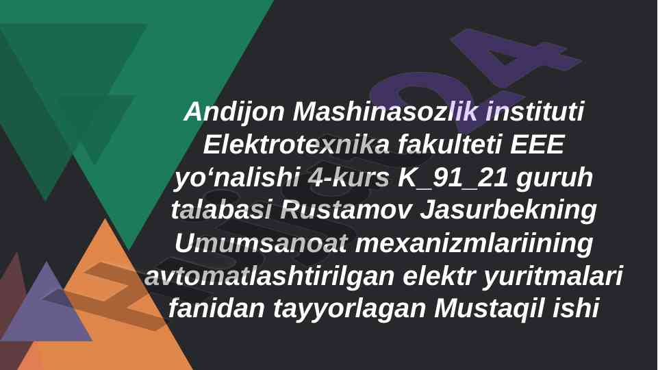 Liftlarning konstruksiyasi va texnik ko‘rsatgichlari