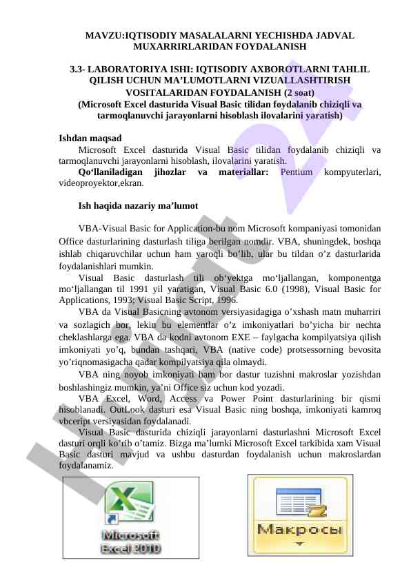 Iqtisodiy axborotlarni tahlil qilish laboratoriya ishlari