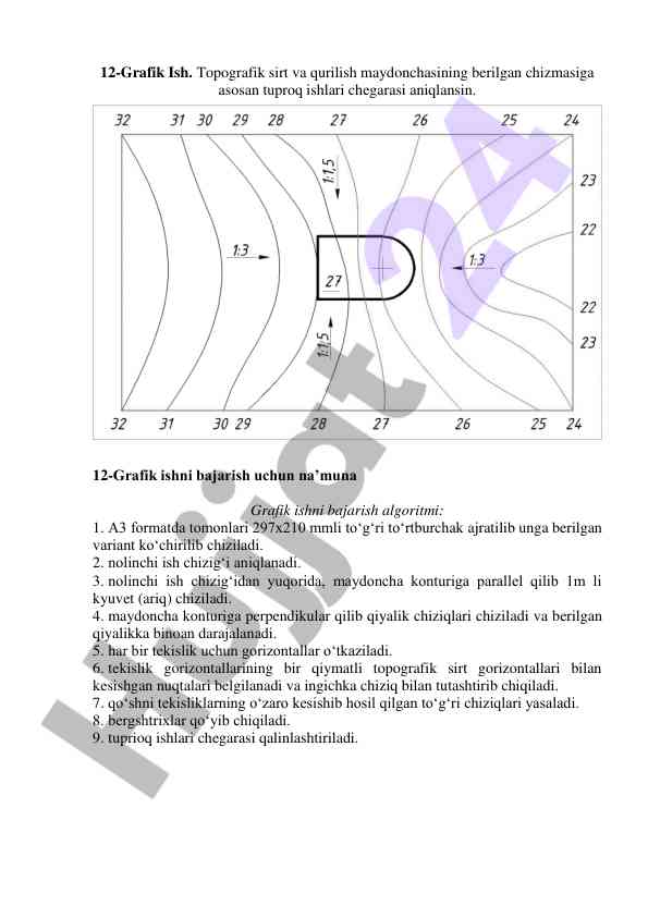 Topografik sirtni aniqlash bo‘yicha grafik ish