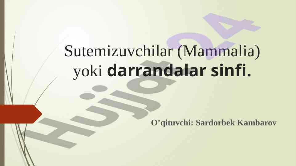 Sutemizuvchilar sinfi va ularning biologik xususiyatlari