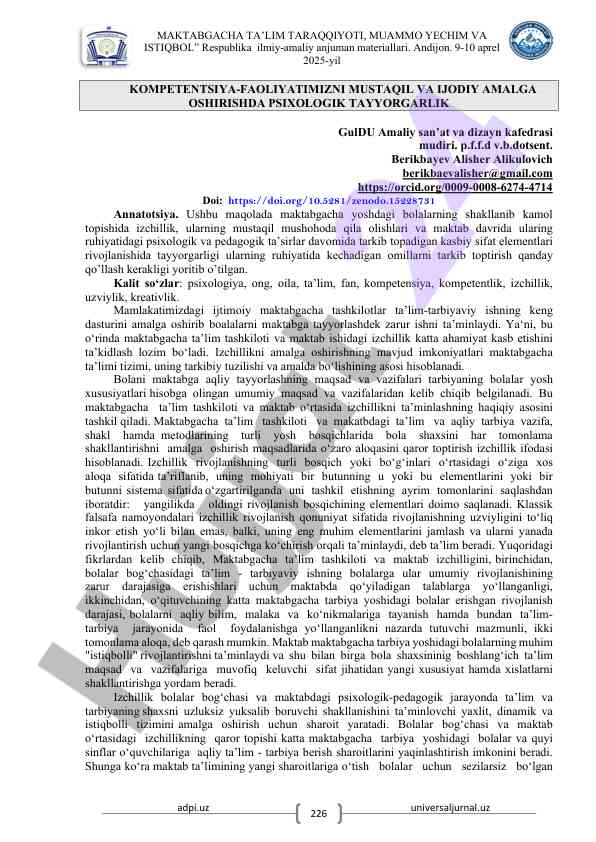 Maktabgacha ta’lim taraqqiyoti muammo yechim va istiqbol
