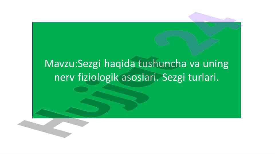 Sezgi haqida tushuncha va nerv fiziologik asoslari