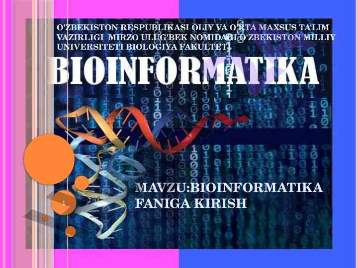 Bioinformatika faniga kirish rejasi