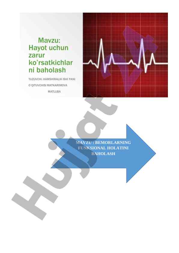 Hayot uchun zarur ko'rsatkichlarni aniqlash