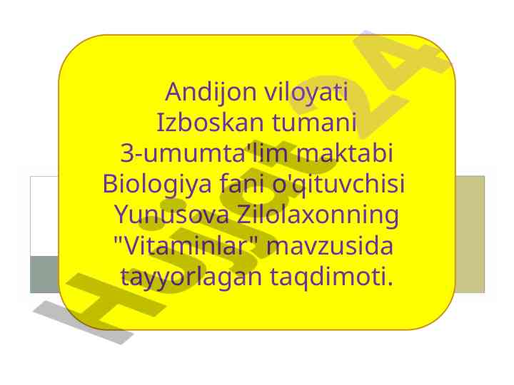 Vitaminlar va ularning ahamiyati taqdimoti