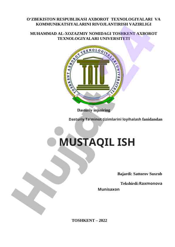 Dasturiy ta'minot tizimlarini loyihalash asoslari