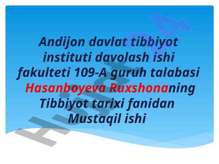 Tibbiyot tarixi moduli va kelajakdagi shifokorlar amaliyoti