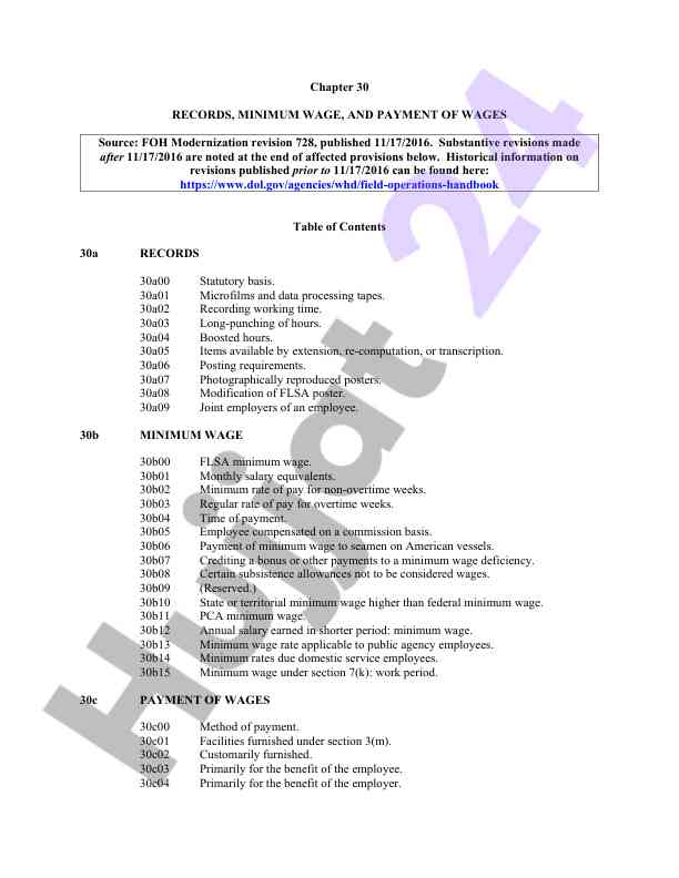 Records minimum wage and payment of wages overview