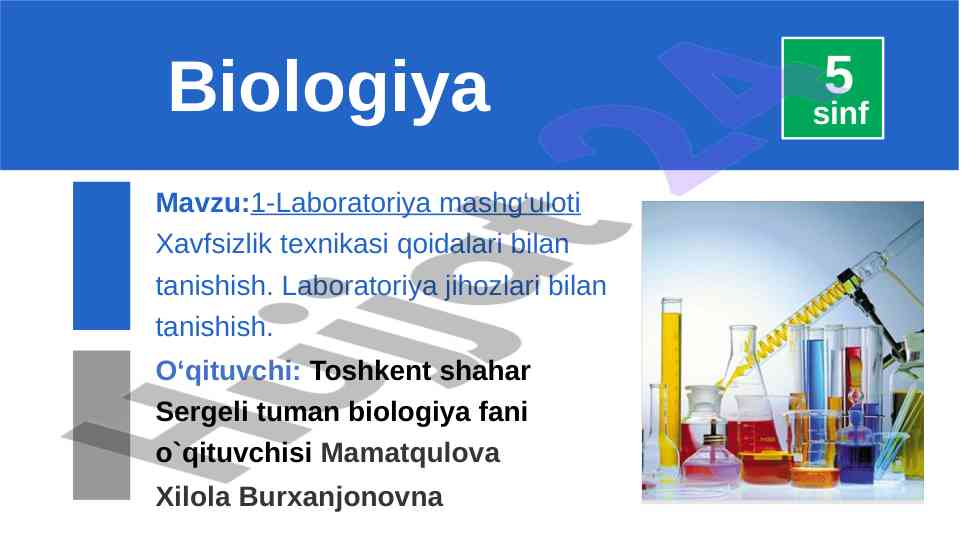 Laboratoriya mashg'uloti xavfsizlik texnikasi qoida