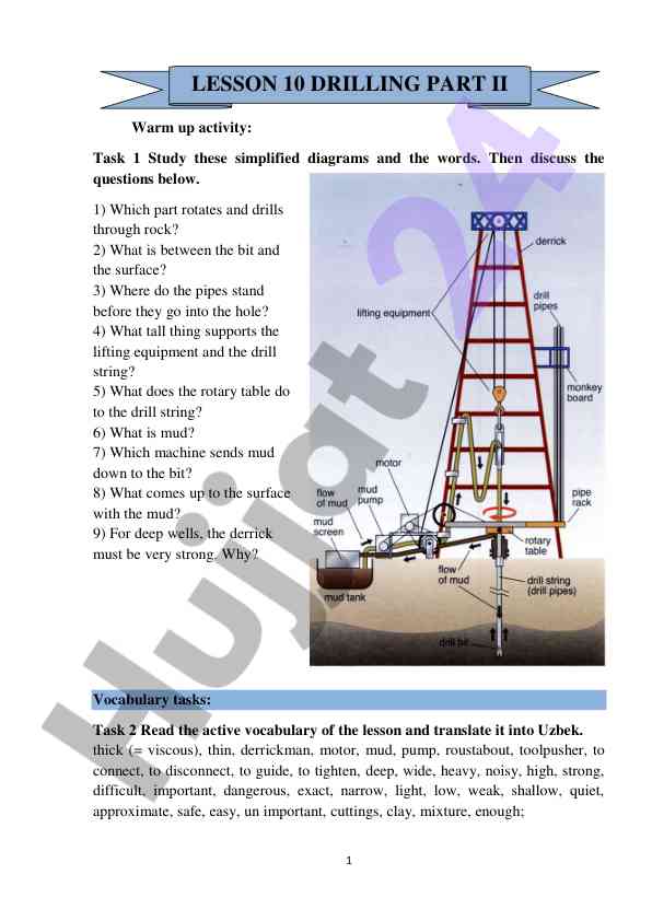 Drilling process and vocabulary activities