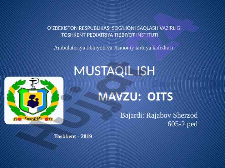 Oits haqida umumiy ma'lumotlar tahlili