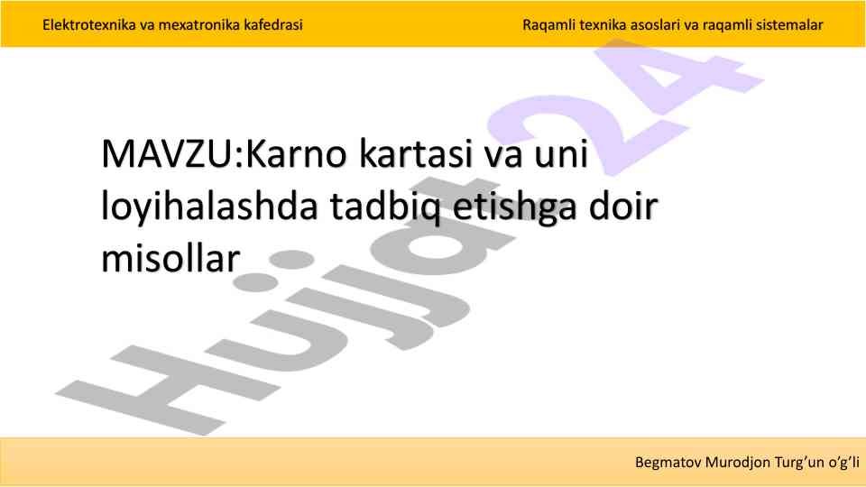 Karno kartasi loyihalash va misollar
