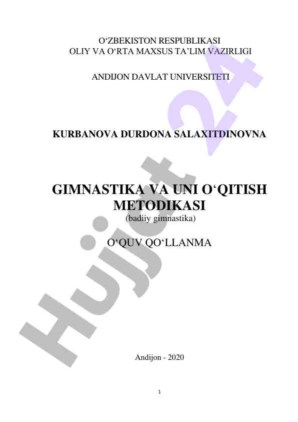 Gimnastika va uni o‘qitish metodikasi o‘quv qo‘llanma