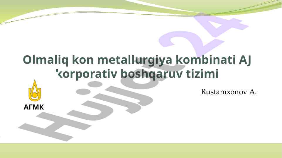 Olmaliq metallurgiya kombinatining boshqaruvi tizimi