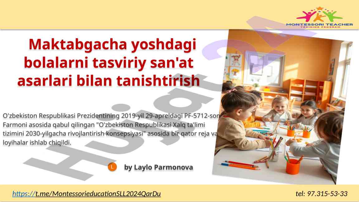 Maktabgacha ta'limda tasviriy san'atni o'rganish