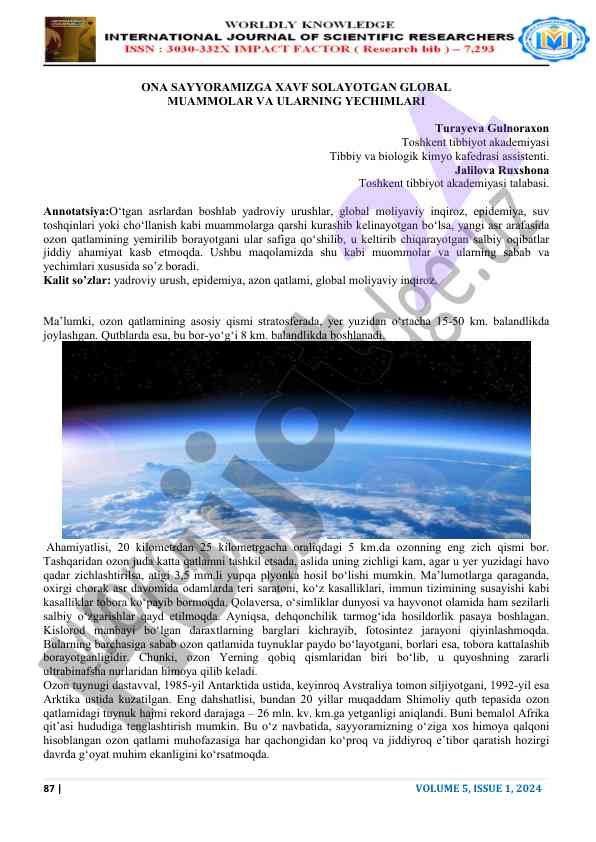 Global muammolar va ularning yechimlari tahlili