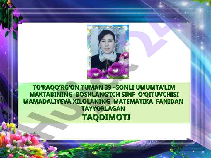 Matematika fanidan taqdimot: tarkibli masalalar