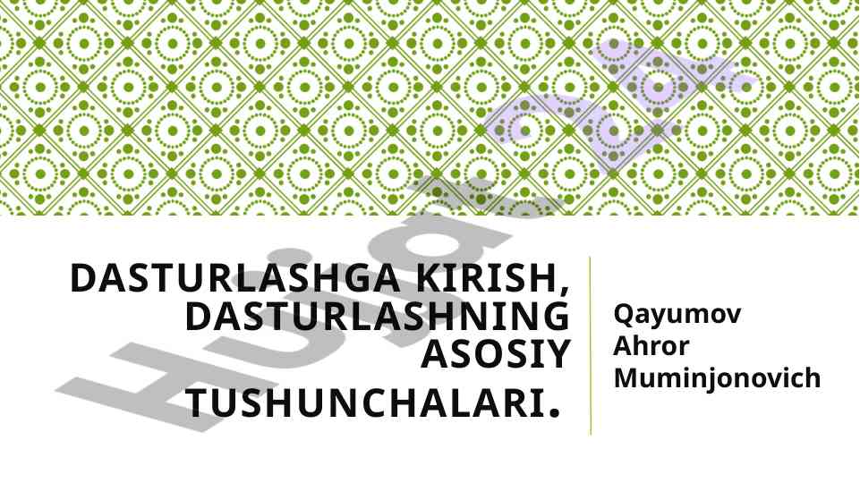 Dasturlashga kirish va asosiy tushunchalar