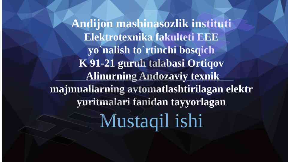 Yopiq tizimlarda o'zgarmas tok dvigatellarini boshqarish