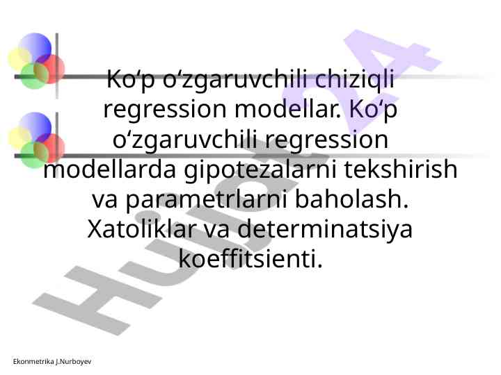 Kop ozgaruvchili regression modelleri tahlili