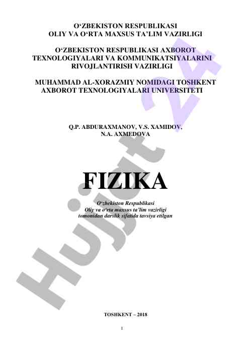 Fizika darsligi texnika yo‘nalishida talabalar uchun