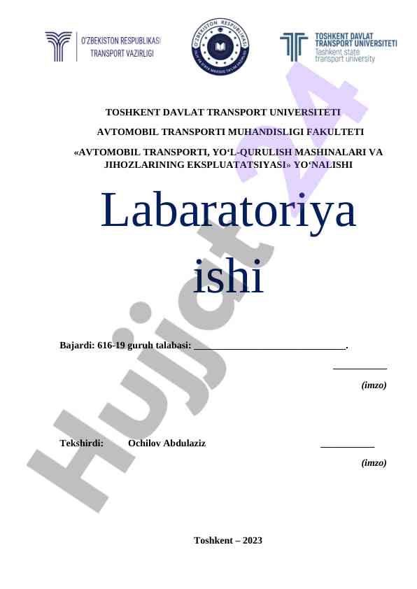 Avtomobil transporti ishlari va muammolari