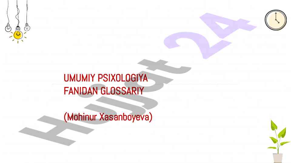 Umumiy psixologiya fanidan glossariy