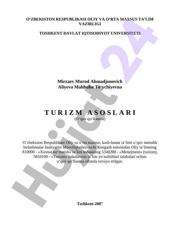 Turizm asoslari o‘quv qo‘llanma
