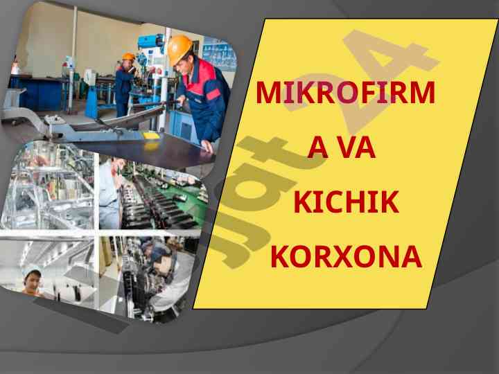 Kichik tadbirkorlik subyektlari va ularning faoliyati