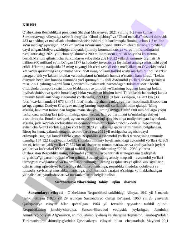 Obod qishloq dasturi doirasida ishlar