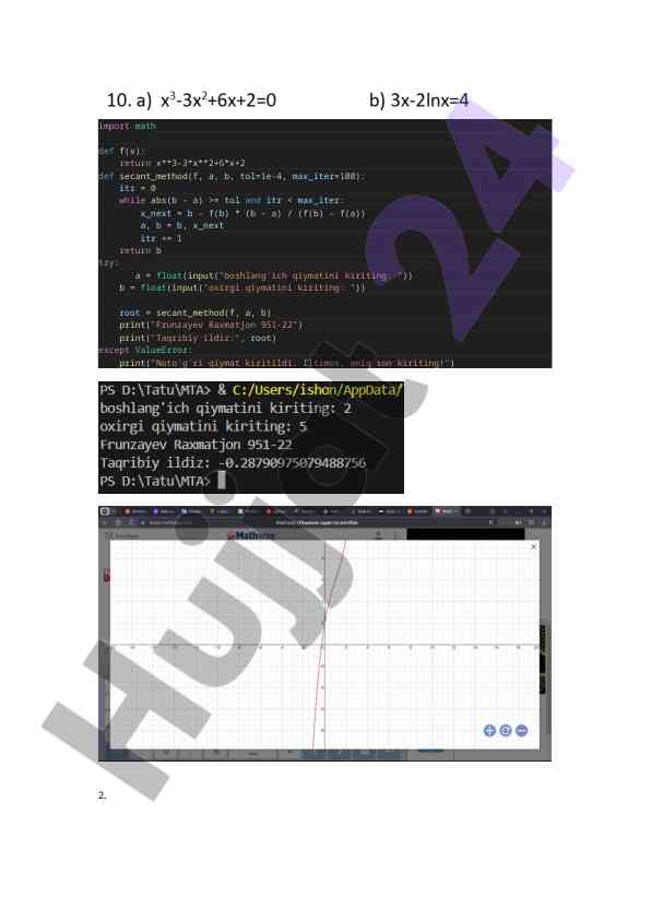 Secant method implementation in python