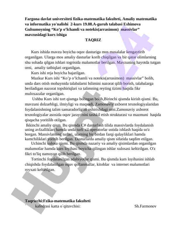 Ko'p o'lchamli va notekis massivlar mavzusi