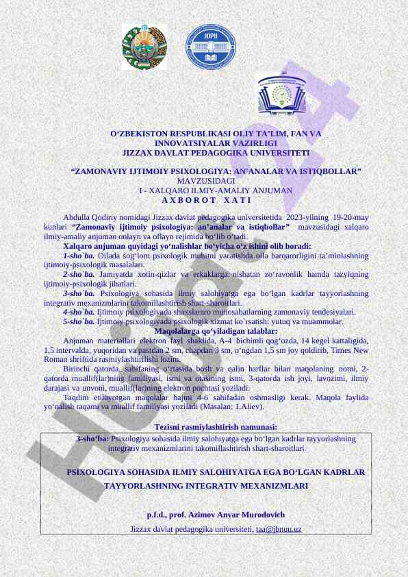 Zamonaviy Ijtimoiy Psixologiya An’analar Va Istiqbollar