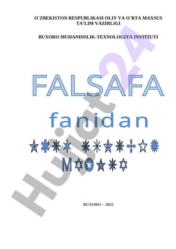 Falsafa fanining o‘quv-uslubiy majmuasi