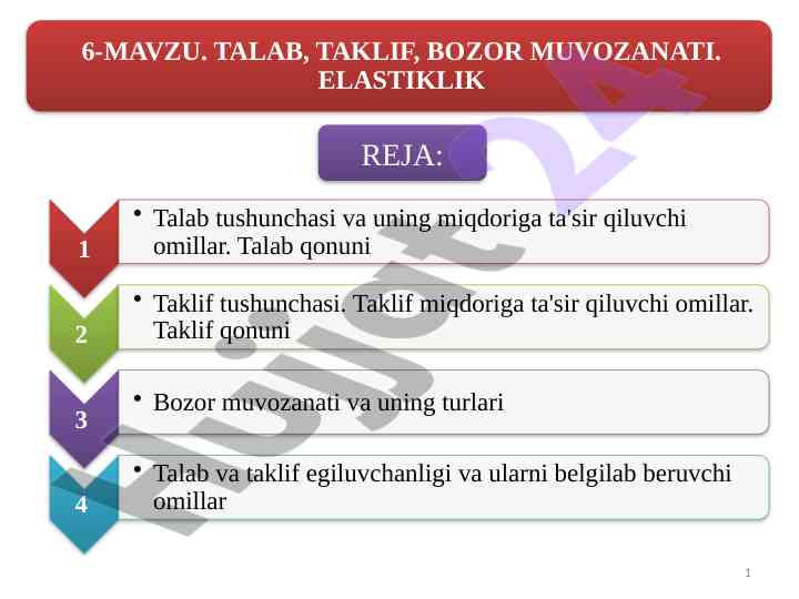 Bozor muvozanati va narx shakllanishi nazariyasi