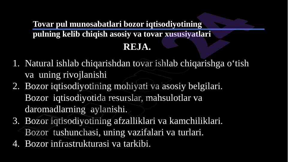 Bozor Iqtisodiyoti Va Tovar Ishlab Chiqarish